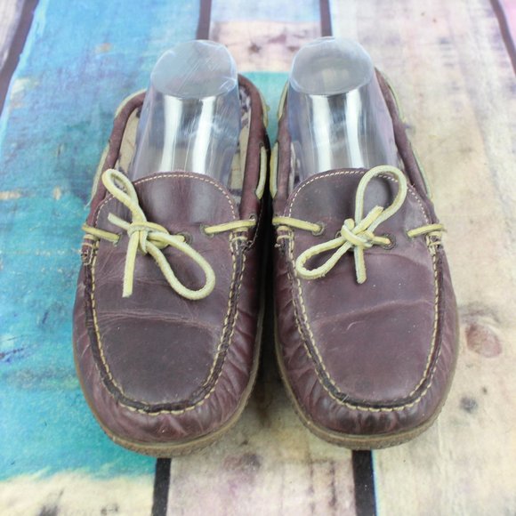 LL Bean Handsewn Purple Leather Flannel Lined Moccasins Slippers 10 M - Picture 5 of 9